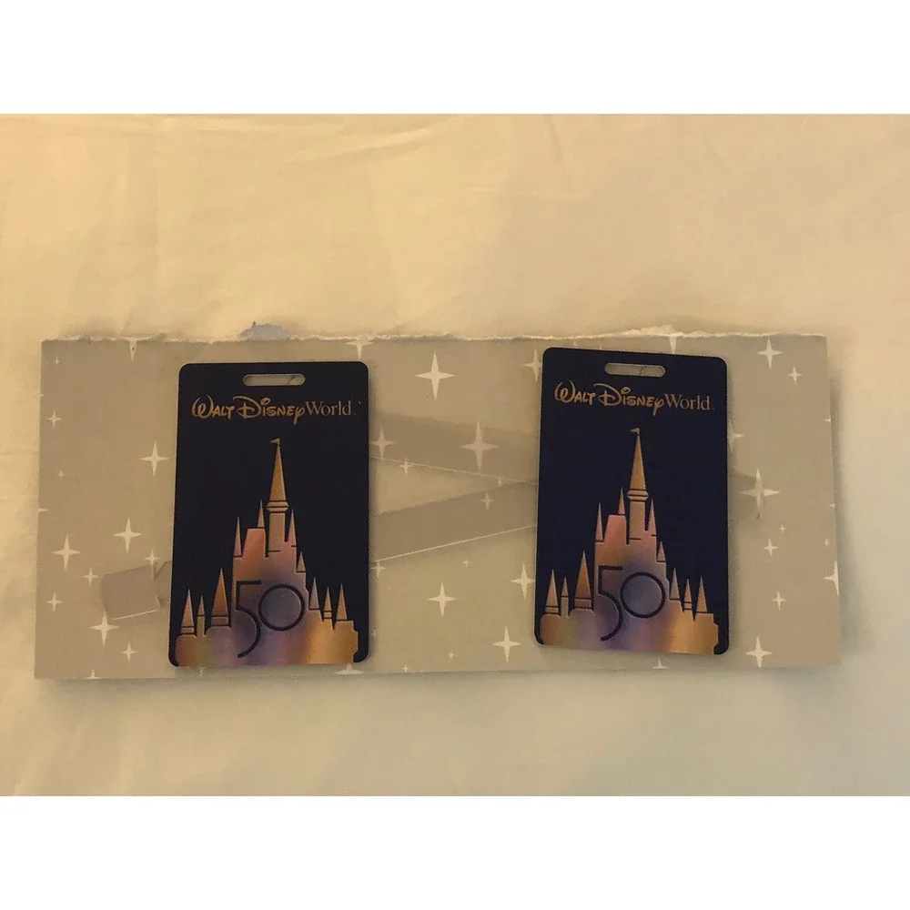 NEW Walt Disney World‎ Resort 50th Anniversary  Set of 2 Luggage Tags w/ Straps